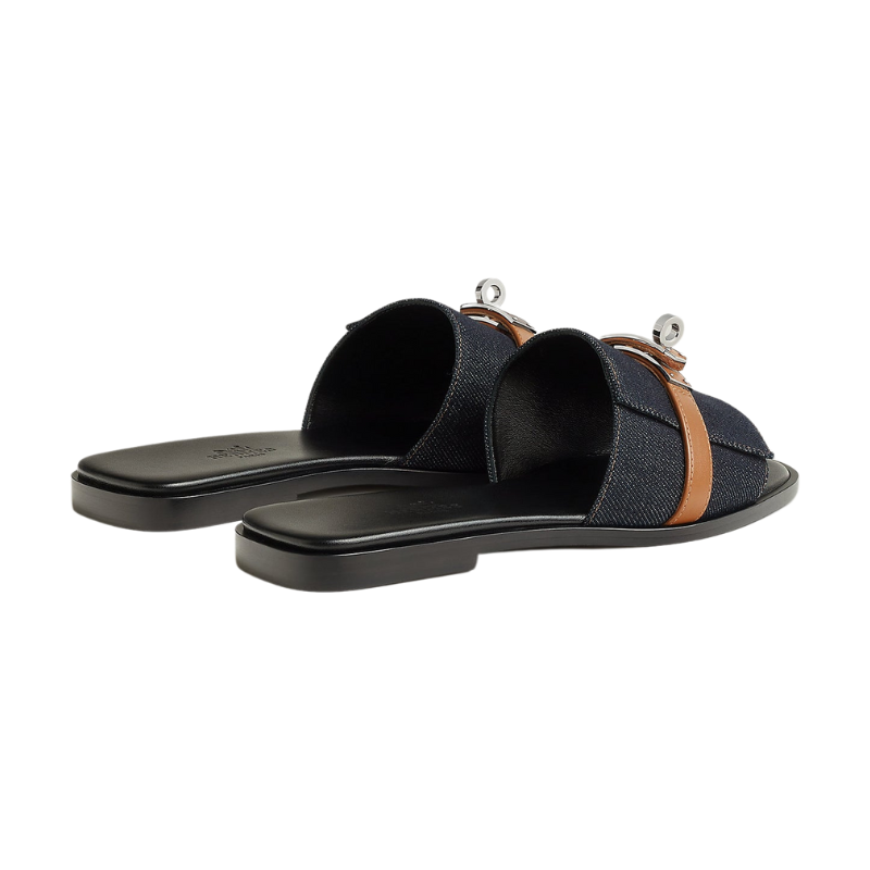 Hermès Giulia sandal Bleu Brut / Naturel
