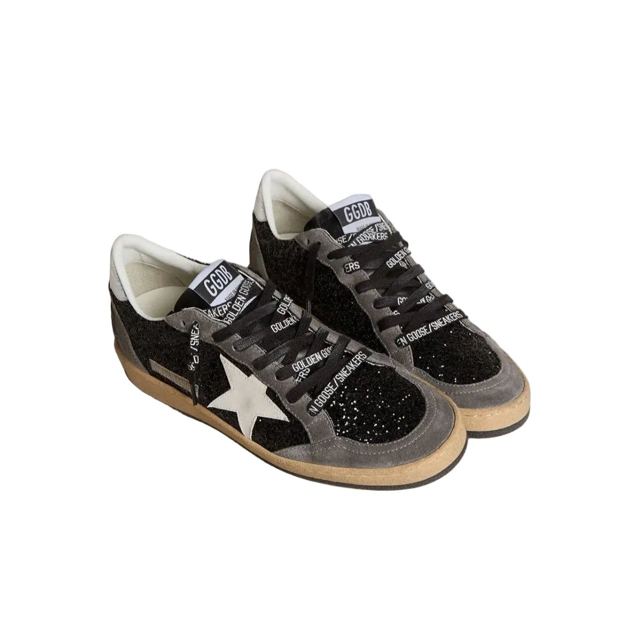 Golden Goose Women's gray and black Ball Star LTD in glitter with Skins