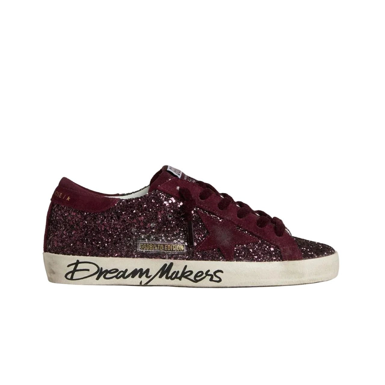 Golden Goose Women's Super-Star in silver glitter with ice-gray suede star