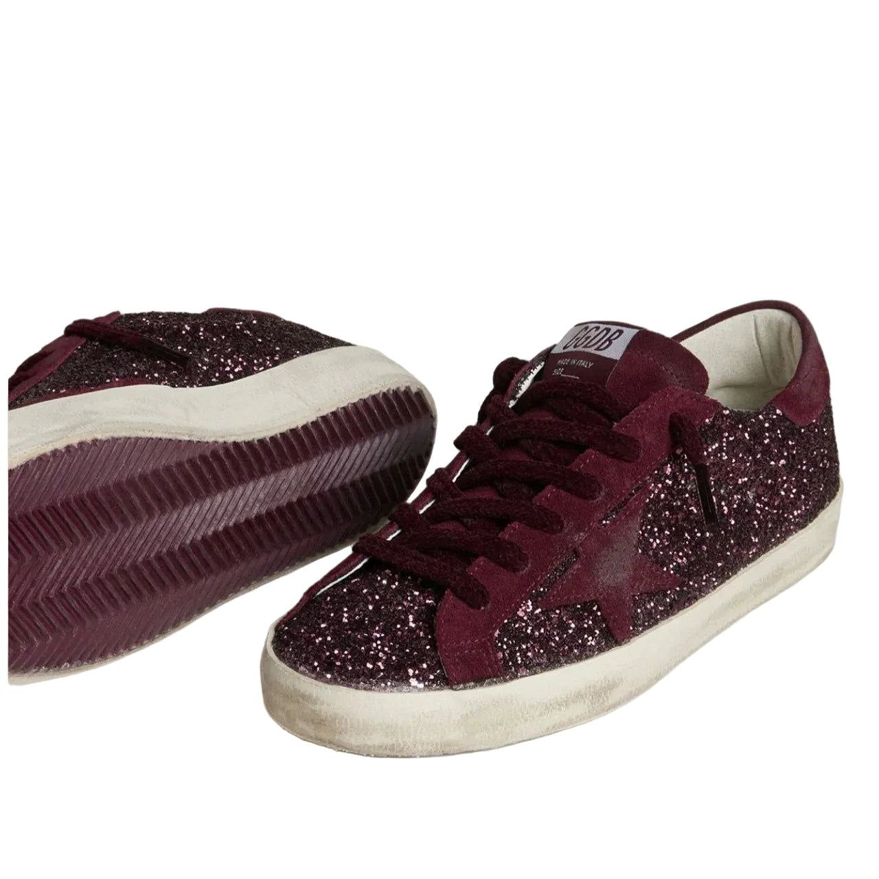 Golden Goose women's super - star LTD in cherry glitter with cherry suede star