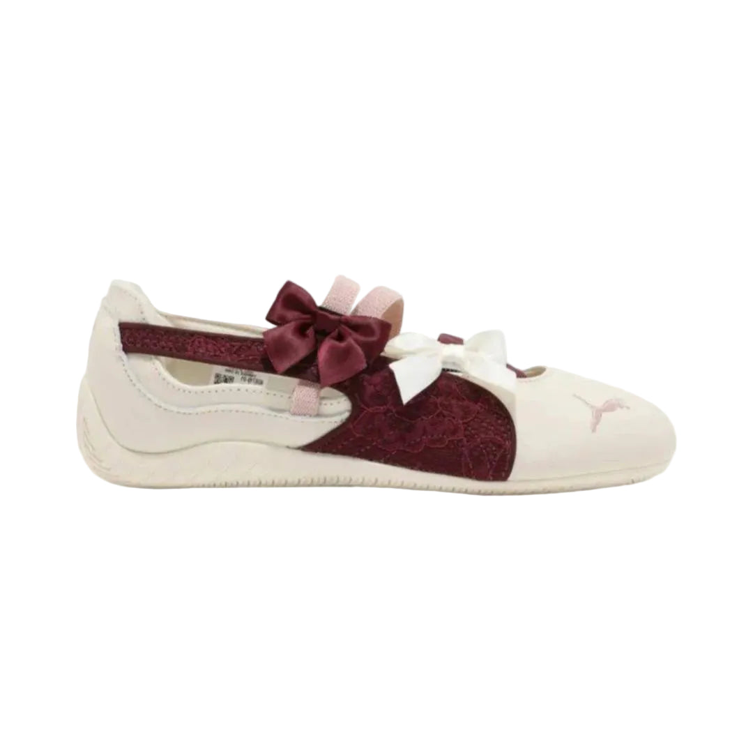 Puma Speedcat Ballet Lace sneakers in the Frosted Ivory-Ruby Shimmer colorway