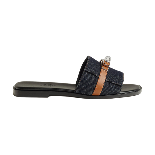 Hermès Giulia sandal Bleu Brut / Naturel