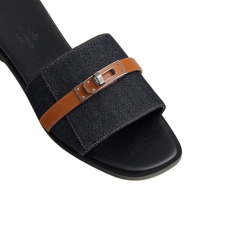 Hermès Giulia sandal Bleu Brut / Naturel