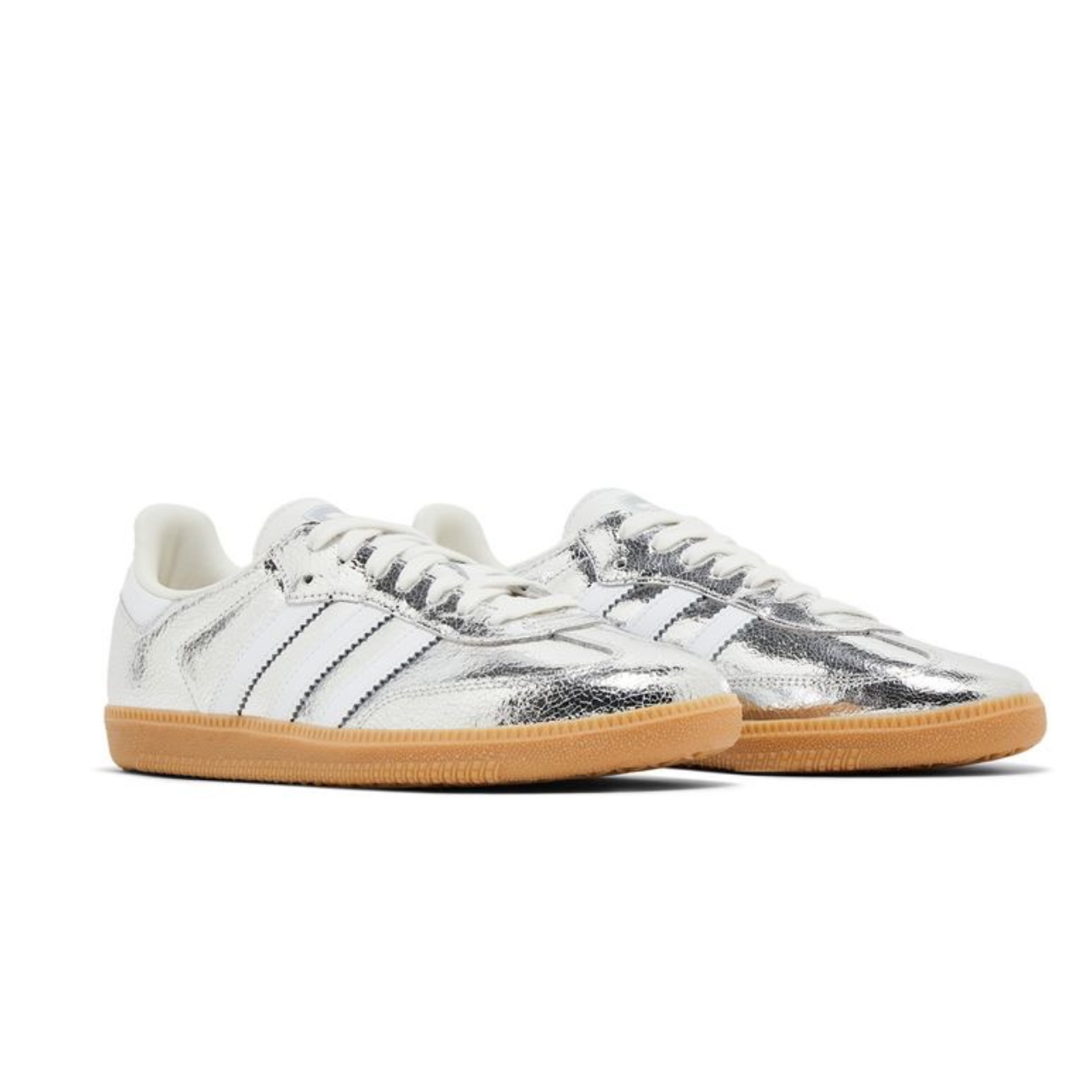 Adidas Samba OG Silver Metallic Cracked Leather
