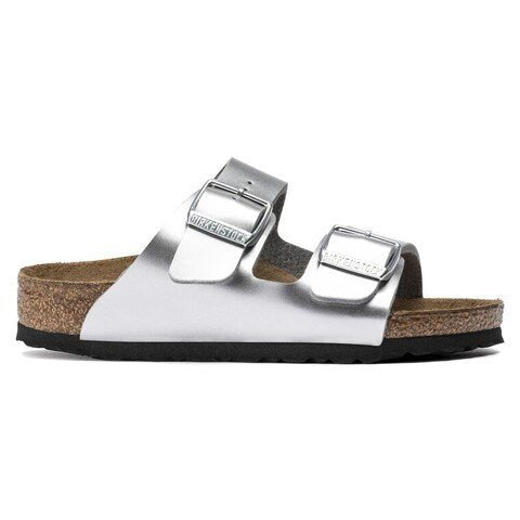 Birkenstock Arizona Children's Percoflor Electroplated Silver with a Metallic Sheen