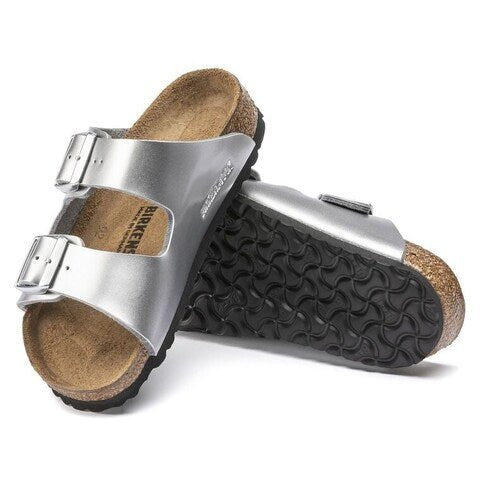 Birkenstock Arizona Children's Percoflor Electroplated Silver with a Metallic Sheen