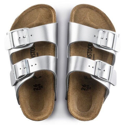 Birkenstock Arizona Children's Percoflor Electroplated Silver with a Metallic Sheen