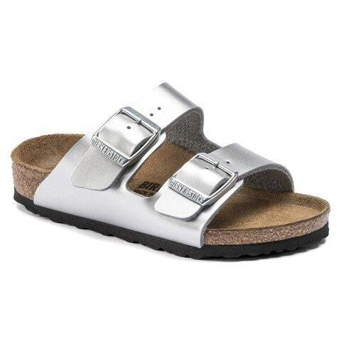 Birkenstock Arizona Children's Percoflor Electroplated Silver with a Metallic Sheen