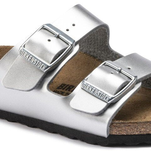 Birkenstock Arizona Children's Percoflor Electroplated Silver with a Metallic Sheen