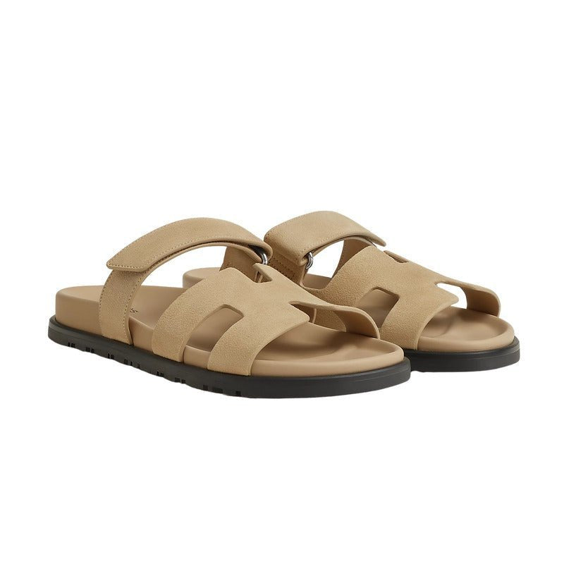 Hermes Chypre Sandal Beige Suede