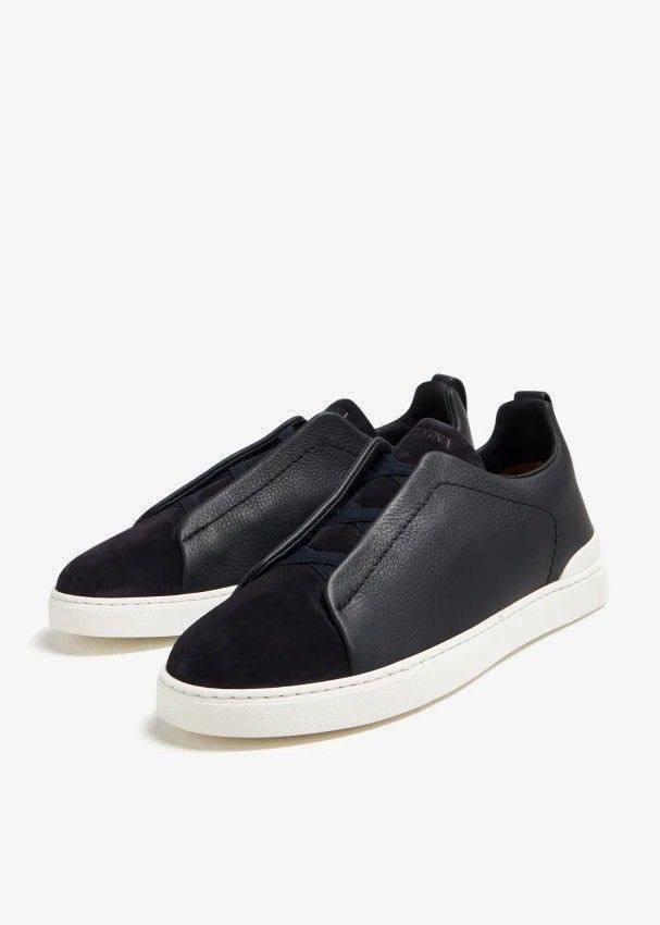 Zegna BLACK DEERSKIN TRIPLE STITCH
