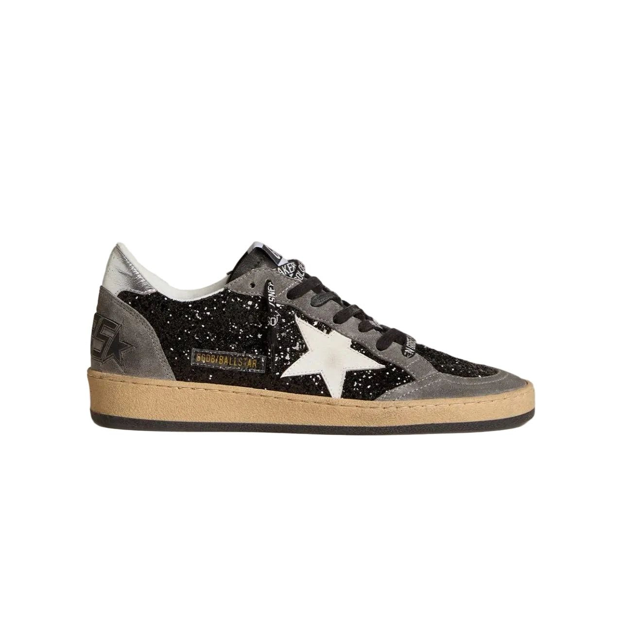 Golden Goose Women's gray and black Ball Star LTD in glitter with Skins