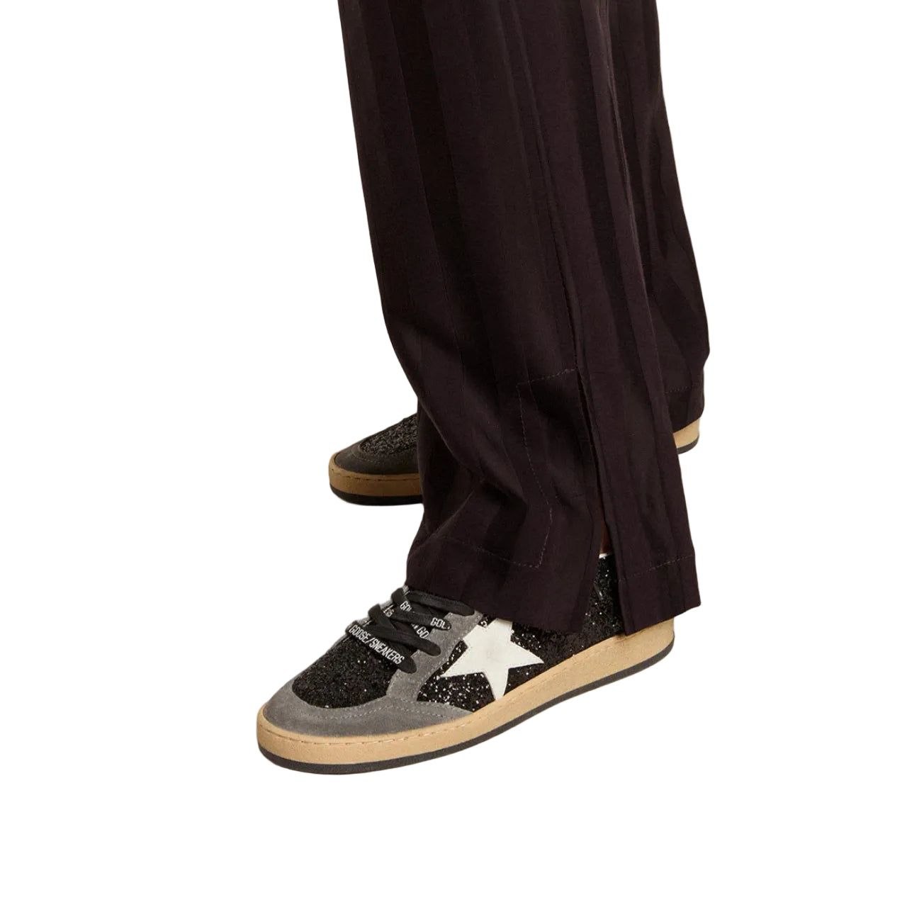 Golden Goose Women's gray and black Ball Star LTD in glitter with Skins
