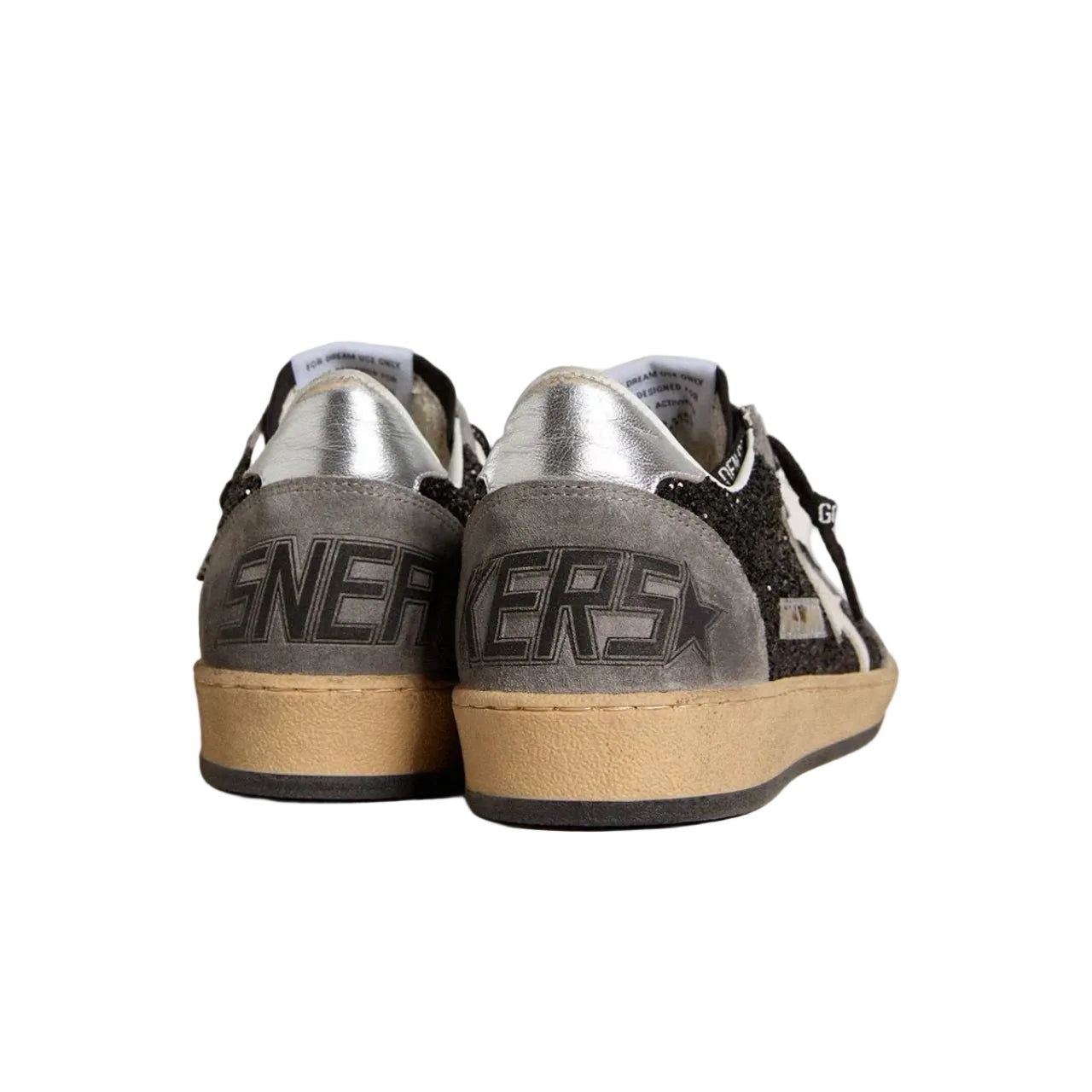 Golden Goose Women's gray and black Ball Star LTD in glitter with Skins
