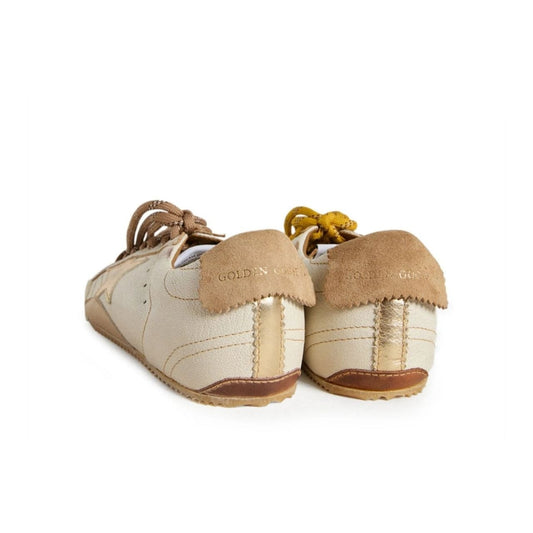Golden Goose True-Star in white nappa leather with gold foiled leather star and beige suede heel tab