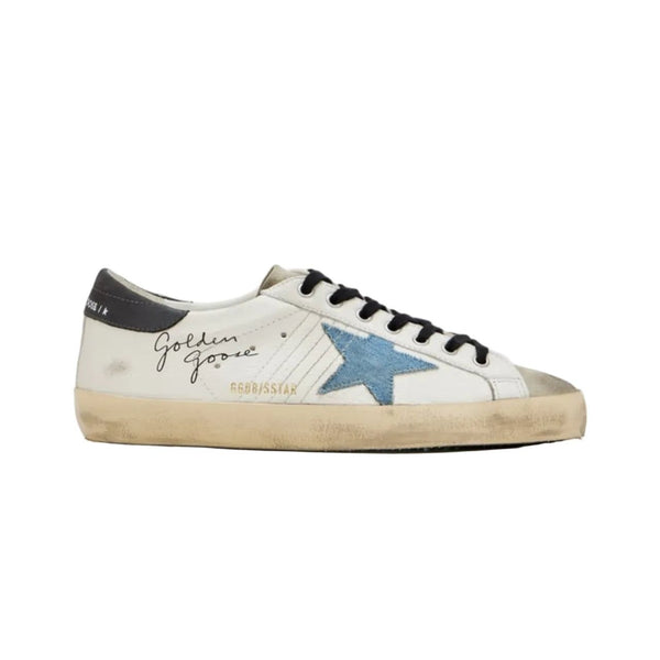 Golden Goose Super-Star in nappa leather with light blue suede star and gray leather heel tab