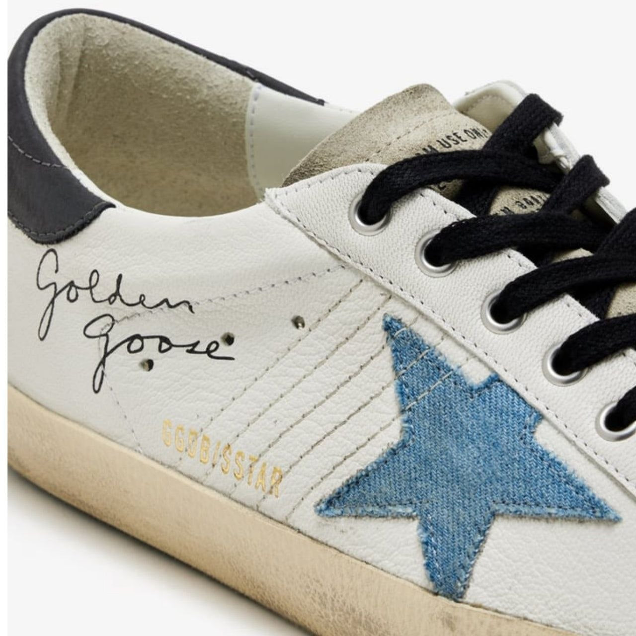 Golden Goose Super-Star in nappa leather with light blue suede star and gray leather heel tab