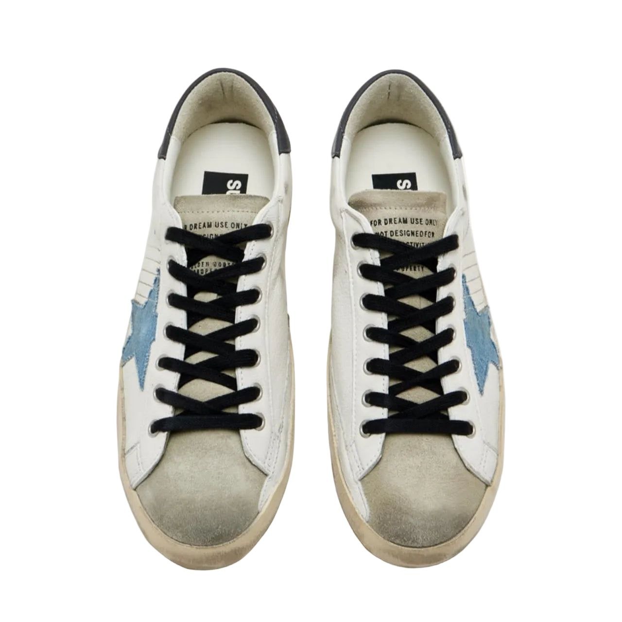 Golden Goose Super-Star in nappa leather with light blue suede star and gray leather heel tab