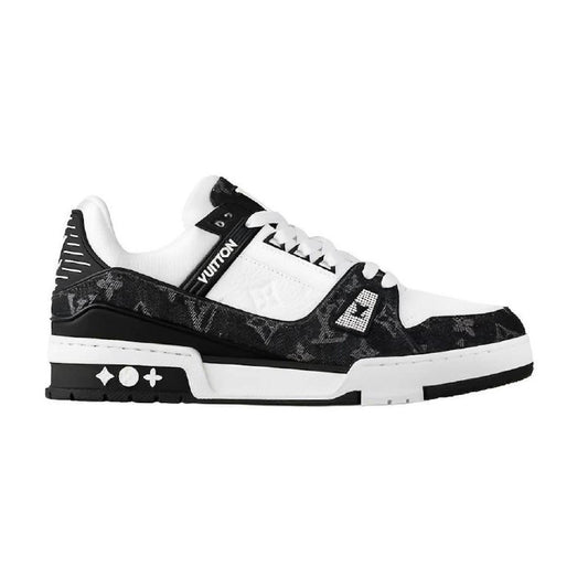 Louis Vuitton LV trainer black   monogram white