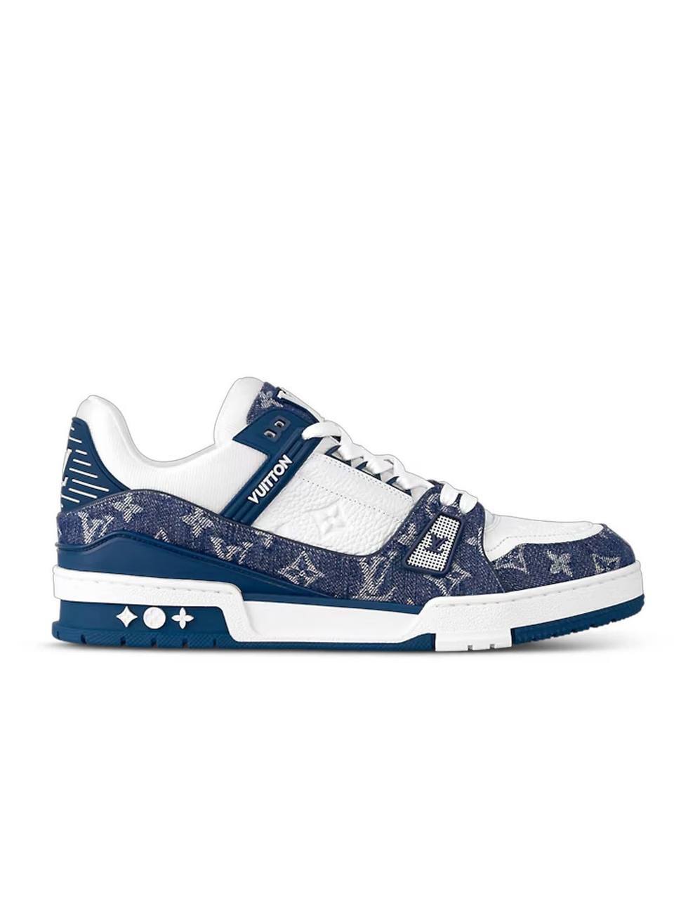Louis Vuitton LV trainer blue Denim monogram white